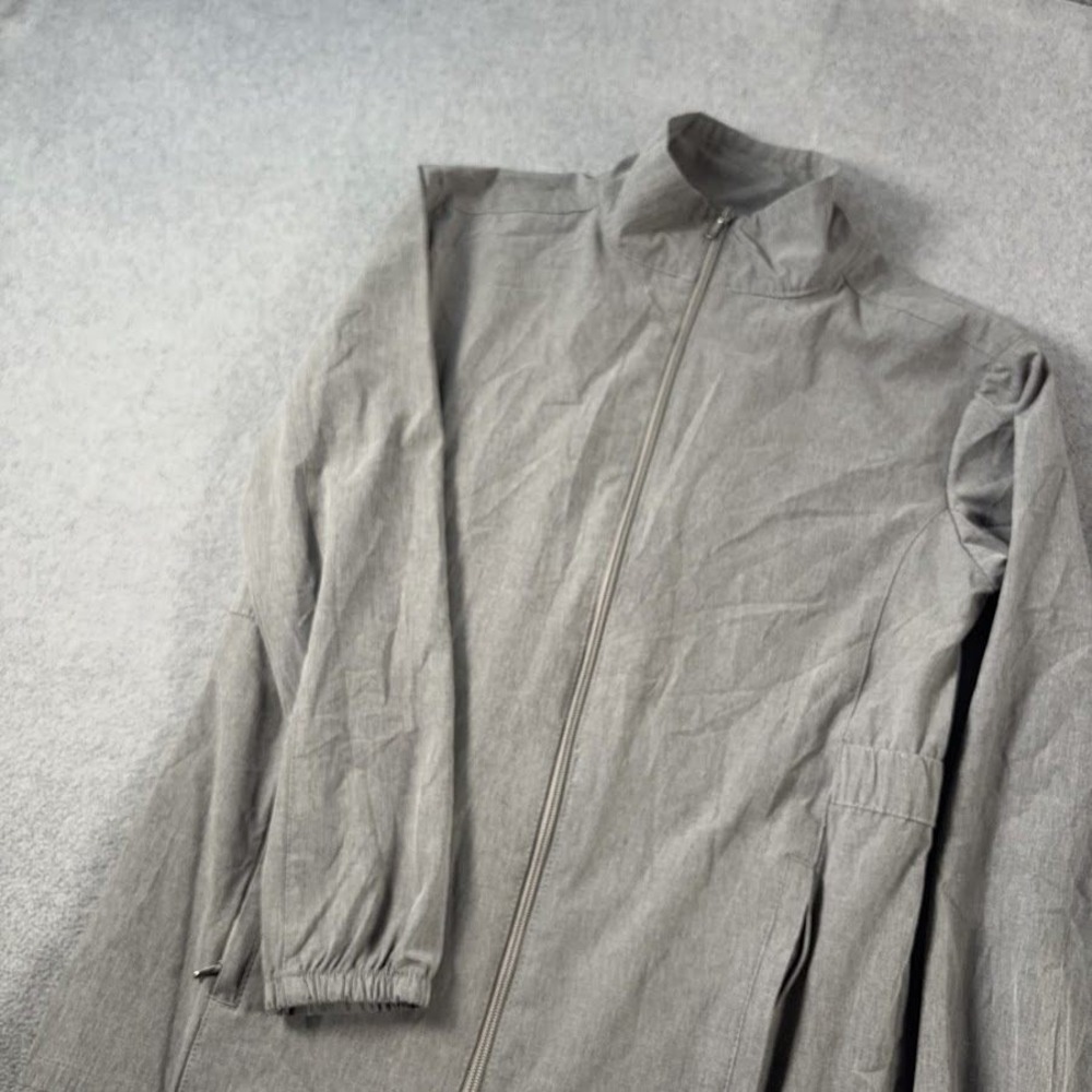 Hang Ten Full Zip Jacket Womens XS Gray Heathered Mock Neck Cinched Waist Pocket